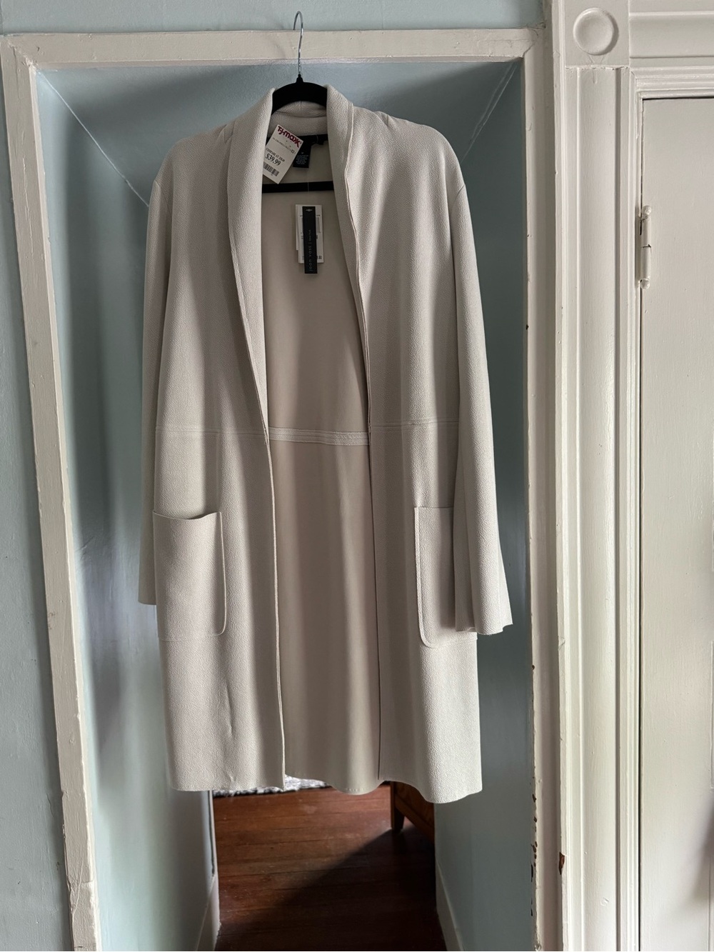 Joan Vass - Light Gray Open-Front Long Duster Coat- New with tags